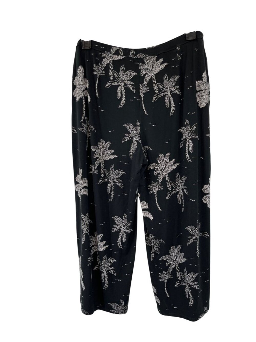 J Jill Wearever Crop Pants L Black Tropical Wide Leg Pull On Used - Picture 14 of 14